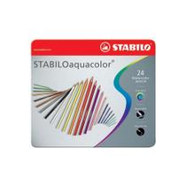 Lápis de Cor Stabilo Aquacolor 24 Cores Aquarelável Estojo Metalico 1624-5 Lápis de Cor Stabilo Aquacolor 24 Cores Aquarelável Estojo Metalico 1624-5