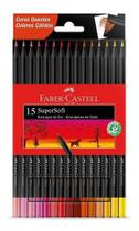 Lápis De Cor Supersoft Cores Quentes 15 Cores Faber Castell