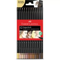 Lápis de cor SuperSoft EcoLápis Tons de pele Faber Castell com 12 cores, ponta super macia.