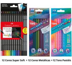 Lápis De Cor Supersoft Faber Castell + Pastel + Metálico