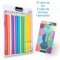 Lápis de Cor tom Pastel + 2 Lápis Preto - Apontador Exclusivo
