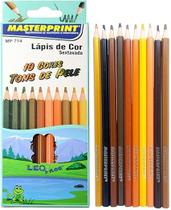 Lápis de Cor Tons de Pele Sextavado de Resina Não Tóxico 10 Cores Masterprint MP-714