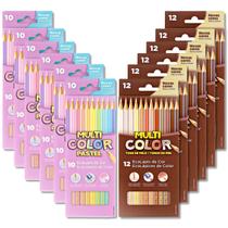 Lapis de cor Tons de Pele + tons pastel Multicolor kit 12 cx - Multi Color