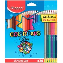 Lapis de COR Triangular Color PEPS STAR 24UNDS/30CORES Estojo Lapis de COR Triangular Color PEPS STAR 24UNDS/30CORES Estojo