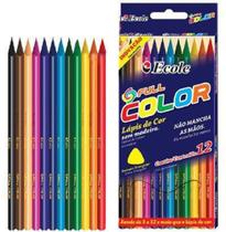 Lápis de cor triangular com 12 cores full color - ECOLE
