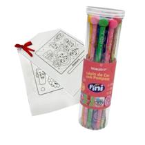 Lápis De Cor Triangular Com Pompom Fini Pote com 12 Cores + Brinde Exclusivo - Leo e Leo