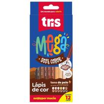 Lápis de COR Triangular Mega SOFT TONS de Pele 12 Cores Pacote com 6