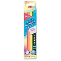 Lápis De Cor Triangular Tris Megasoft 6 Tons Neon