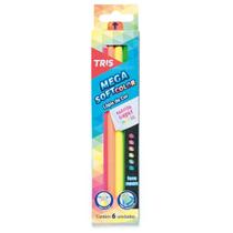 Lápis De Cor Triangular Tris Megasoft 6 Tons Neon