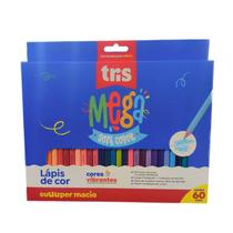 Lápis de Cor Tris 60 Cores Vibrantes Mega Soft Color Macio