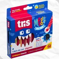 Lápis de Cor Tris Mega Soft Color 6 Cores 4em1 + Apontador e Pincel