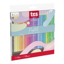 Lápis De Cor Tris Redondo Vibes Pastel 24 Cores E 1 Lápis Preto 6B Ref: 607719