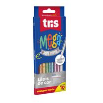 Lápis De Cor Tris Triangular Mega Soft Color Metálico 10 Cores Ref: 616636