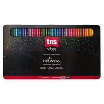Lápis de Cor TRIS Vibes Noturna 72 Cores Pigmentação Intensa Mina 4,0 mm Estojo Metálico