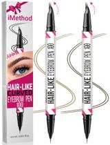 Lápis de sobrancelha iMethod, caneta de sobrancelha curva, marrom e loiro, 2 peças
