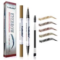 Lápis de sobrancelha YeMomo 2 em 1 à prova d'água de ponta dupla marrom escuro
