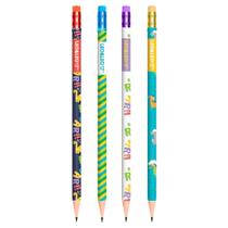 Lapis Escolar Grafite HB Redondo Com Borracha Dino Leo e Leo