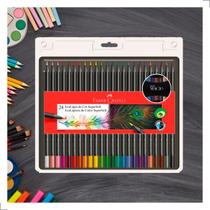 Lapis Faber Castell Estojo Colorido 24 Cores para Escola e Colégio Pintar Desenho