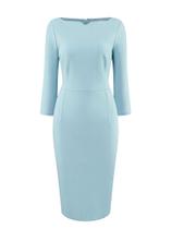 Lápis feminino de manga 3/4 da Dress Hobemty, azul claro
