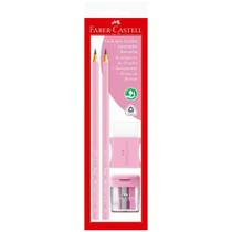 Lápis Grafite 2b + Apontador + Borracha Faber Castell Rosa Lápis Grafite 2b + Apontador + Borracha Faber Castell Rosa