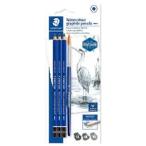 Lápis Grafite Aquarelável Staedtler Lumograph e Pincel 4pçs
