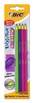 Lápis Grafite Evolution Colors Hb N2 4u + Borracha Hexagonal Rosa RoVerde 886324 Bic Blister S/L - 1