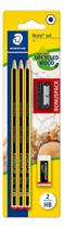 Lapis Grafite Staedtler Noris 03 Un + Borracha + Apontador Amarelo Lapis Grafite Staedtler Noris 03 Un + Borracha + Apontador Amarelo