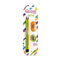Lápis Hb Resina Neon Eco 2 Unidades+Apontador+Borracha