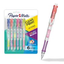 Lápis mecânico Paper Mate Clearpoint 0,7 mm HB 2, pacote com 6