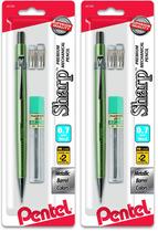Lápis mecânico Pentel Sharp 0,7 mm metálico (pacote com 2) Lápis mecânico Pentel Sharp 0,7 mm metálico (pacote com 2)