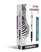 Lápis mecânico Zebra Pen M-301 de aço inoxidável 0,7 mm, pacote com 12
