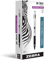 Lápis mecânico Zebra Pen M-301 em aço inoxidável 0,5 mm, pacote com 12