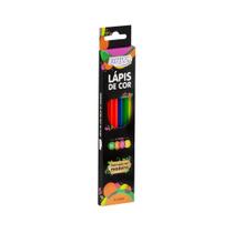 Lápis Neon De Cor Com 6 Cores De Pintar BRW Sextavado