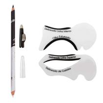 Lápis Olhos Sobrancelhas Dupla 2em1 + Molde Delineador Brinde