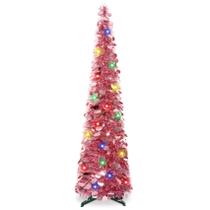 Lápis Pinkswan de árvore de Natal 150 cm com enfeites de luzes