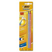 Lápis Plástico Preto BIC Evolution Pijama Listrado em Cores Divertidas 3 Unidades