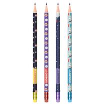 Lápis Preto Grafite HB Com Borracha Leo&Leo Estampado Divertido Decorado Kit c/ 4, 8 ou 12 Unidades a Escolher