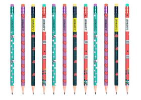 Lápis Preto Grafite HB Com Borracha Leo&Leo Estampado Divertido Decorado Kit c/ 4, 8 ou 12 Unidades a Escolher
