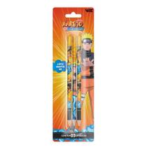 Lápis preto grafite HB Naruto kit 3 peças