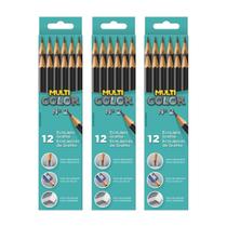 Lápis preto grafite N2 Ecolápis Multicolor Kit 3 com 12 unidades