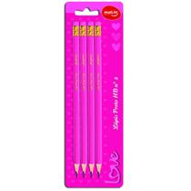Lápis Preto HB Love Pink - Blister c/ 4 Unidades