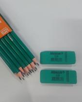 lapis preto HB verde com 12 unidades + 2 borrachas verde mercur lapis preto HB verde com 12 unidades + 2 borrachas verde mercur
