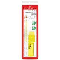 Lápis preto Neon Amarelo SM/2001FAAM com 2 lápis 1 borracha e 1 apontador - Faber-Castell Lápis preto Neon Amarelo SM/2001FAAM com 2 lápis 1 borracha e 1 apontador - Faber-Castell
