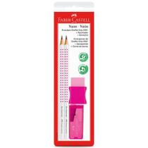 Lápis preto Neon Rosa SM/2001FARS370450 com 2 lápis 1 borracha e 1 apontador - Faber-Castell Lápis preto Neon Rosa SM/2001FARS370450 com 2 lápis 1 borracha e 1 apontador - Faber-Castell