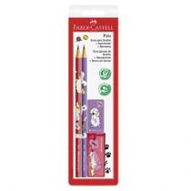 Lápis preto Pets Rosa e Roxo SM/935PETRR com 2 lápis 1 borracha e 1 apontador - Faber-Castell Lápis preto Pets Rosa e Roxo SM/935PETRR com 2 lápis 1 borracha e 1 apontador - Faber-Castell