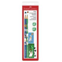 Lápis preto Pets Verde e Azul SM/935PETVA com 2 lápis 1 borracha e 1 apontador - Faber-Castell Lápis preto Pets Verde e Azul SM/935PETVA com 2 lápis 1 borracha e 1 apontador - Faber-Castell