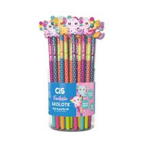 Lapis Preto Redondo Decorado Cis Borracha Axolote 4 Mod.(S)