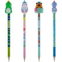 Lápis Preto Redondo Decorado CIS Fantasia Bichinhos HB 4 Modelos Pote com 24