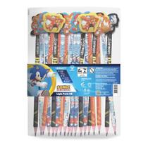 Lapis Preto Redondo Decorado Sonic C/Borracha 4 Modelos