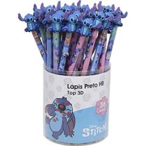 Lapis Preto Redondo Decorado STITCH TOP 3D 4MODELOS POTE-36